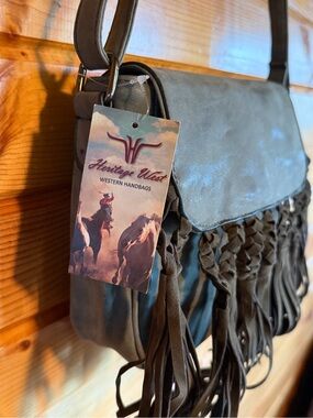 Heritage West Green Fringe Crossbody Bag